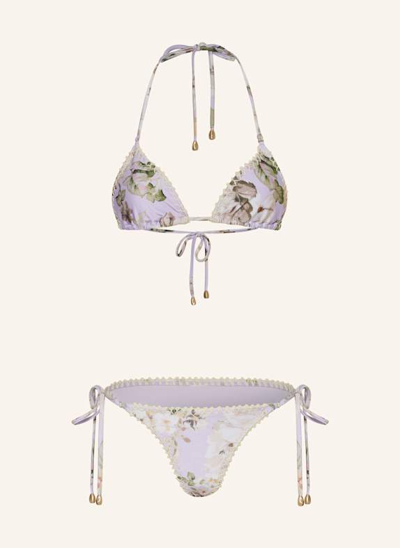 ZIMMERMANN Triangel-Bikini ACACIA HELLLILA/ HELLGRÜN/ CREME
