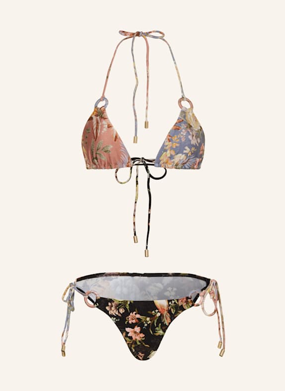 ZIMMERMANN Triangel-Bikini TALLOW BLAUGRAU/ BEIGE/ SCHWARZ