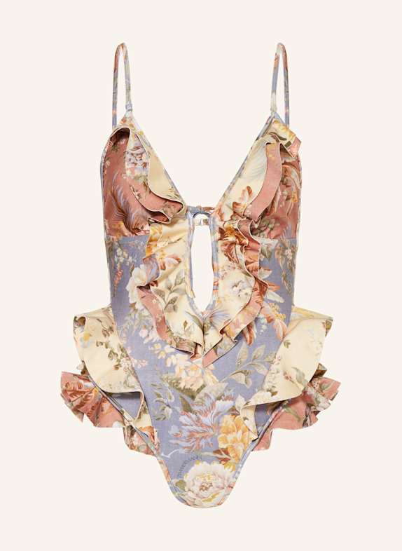 ZIMMERMANN Badeanzug TALLOW BLAUGRAU/ HELLGELB/ LACHS