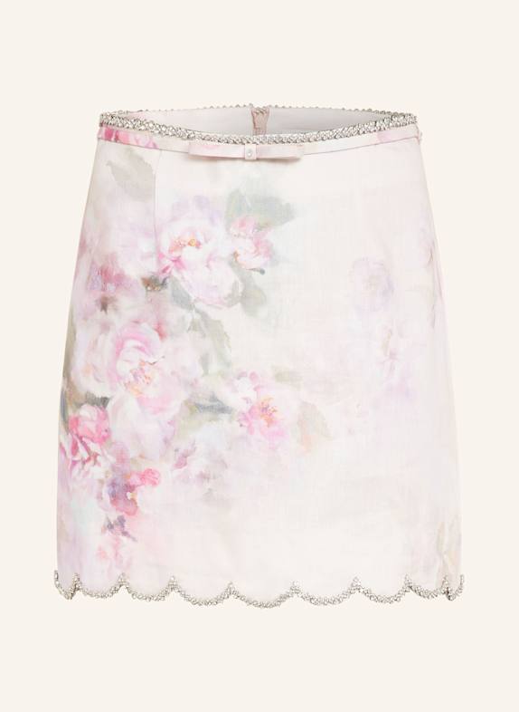ZIMMERMANN Leinenrock CRUSH mit Schmucksteinen ROSA/ HELLGRÜN