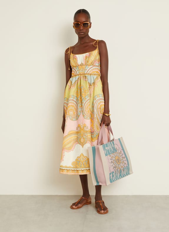 ZIMMERMANN Strandtasche CREME / PETROL / ROSA