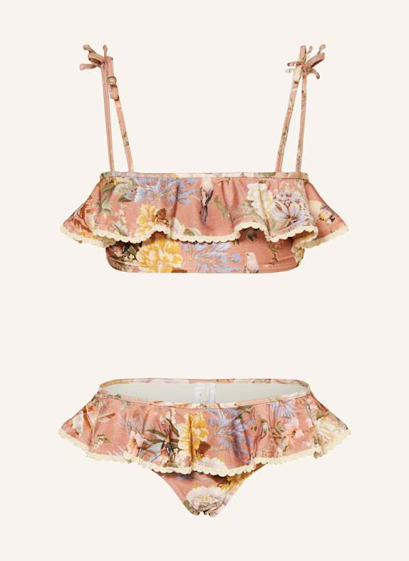 ZIMMERMANN Bustier-Bikini TALLOW ALTROSA/ ECRU/ HELLGRÜN