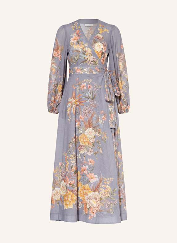 ZIMMERMANN Wickelkleid TALLOW BLAUGRAU/ GELB/ GRÜN