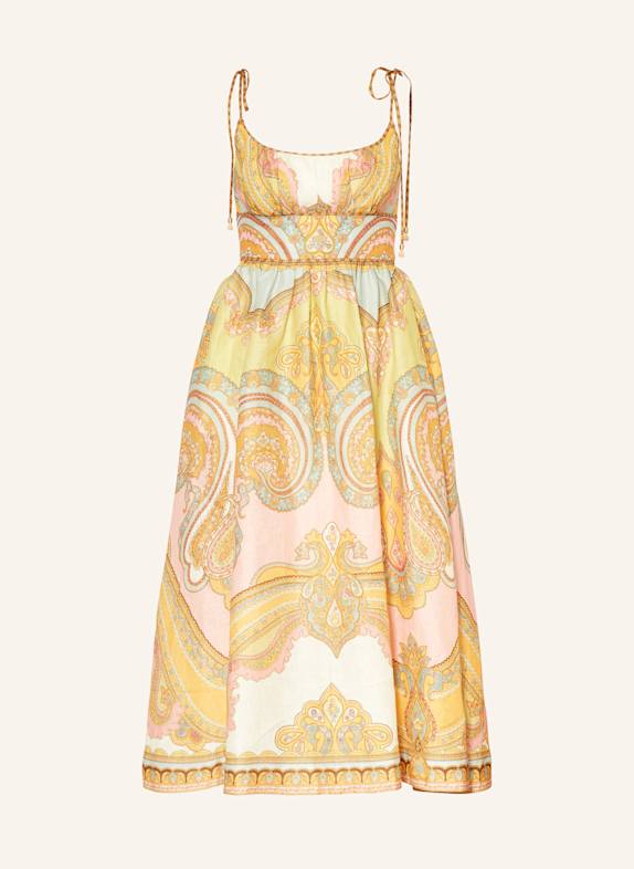 ZIMMERMANN Leinenkleid MAXINE HELLGRÜN/ ORANGE/ PINK