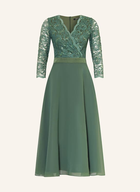 SWING Cocktailkleid mit 3/4-Arm und Spitze GRÜN