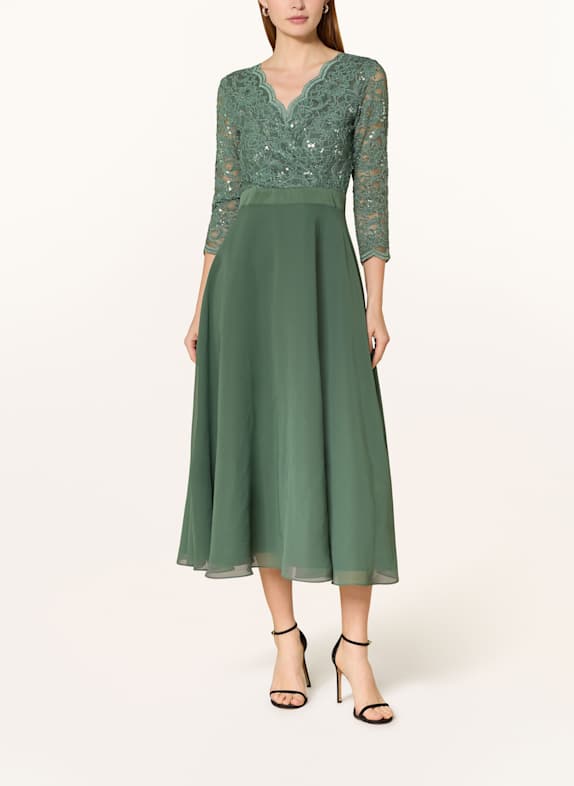 SWING Cocktailkleid mit 3/4-Arm und Spitze GRÜN