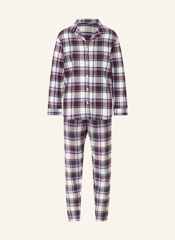 CALIDA Schlafanzug HOLIDAY DREAMS aus Flanell WEISS/ LILA/ DUNKELROT