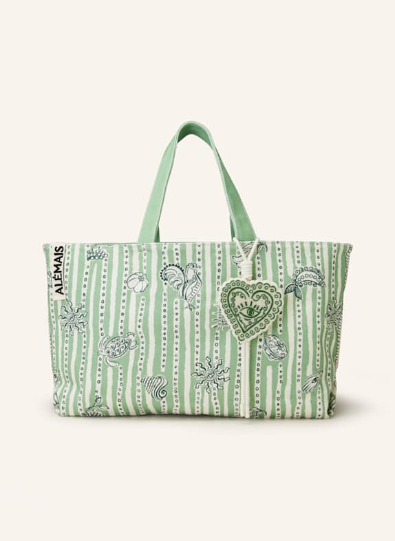 ALÉMAIS Beach bag LULA GREEN/ ECRU/ DARK GREEN