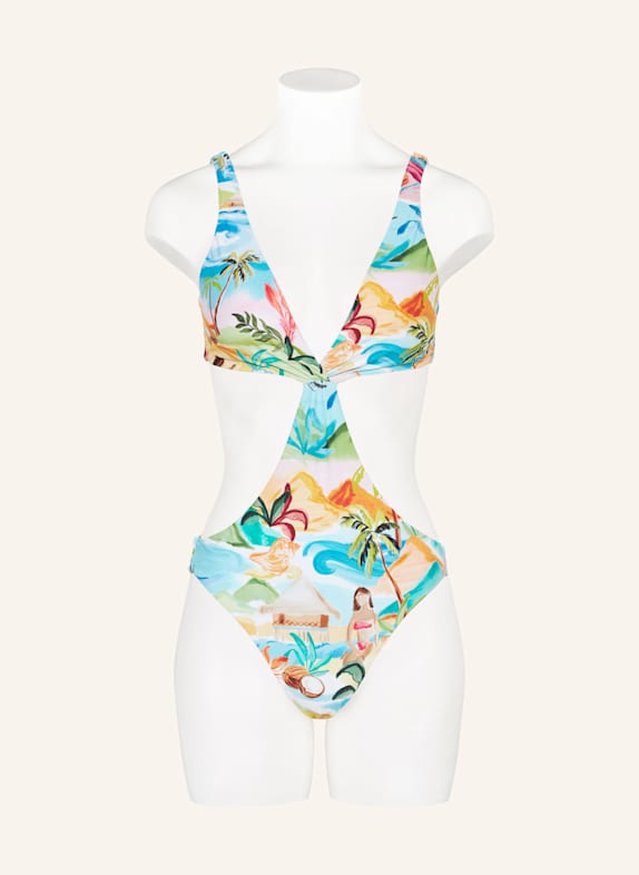 SEAFOLLY Monokini SOUTH PACIFIC LYSEBLÅ / ORANGE / LYSEGRØN