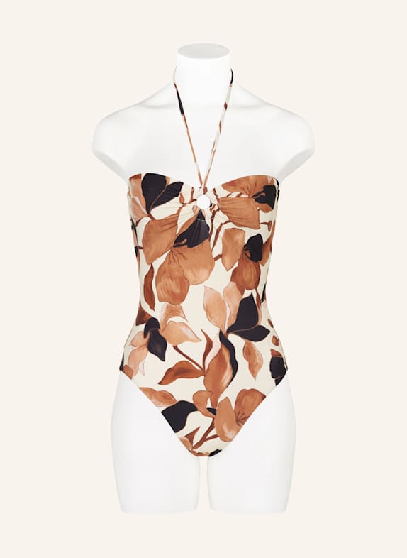 SEAFOLLY Bandeau-badpak SECRET GARDEN ZWART / ECRU / BRUIN