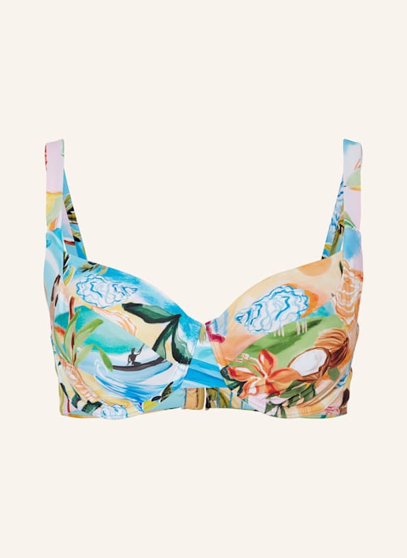 SEAFOLLY SOUTH PACIFIC underwired bikini top TURQUOISE/ LIGHT GREEN/ YELLOW
