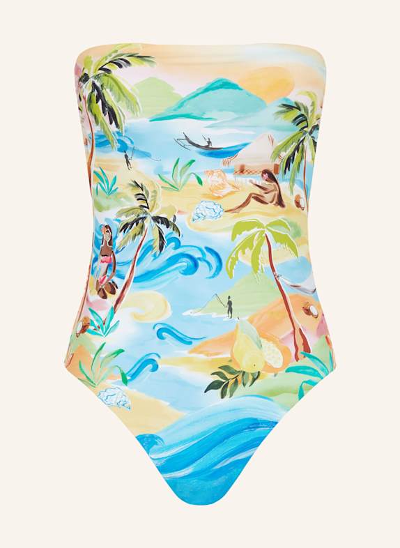 SEAFOLLY Bandeau-Badeanzug SOUTH PACIFIC HELLBLAU/ ORANGE/ HELLGRÜN