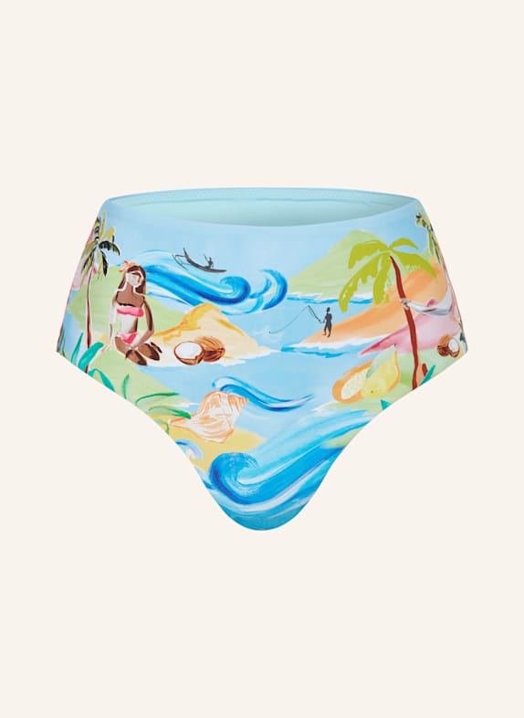 SEAFOLLY High-Waist-Bikini-Hose SOUTH PACIFIC TÜRKIS/ HELLGRÜN/ ORANGE