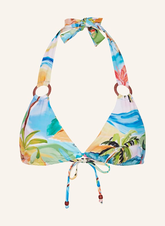 SEAFOLLY Triangel-Bikini-Top SOUTH PACIFIC TÜRKIS/ HELLGRÜN/ ORANGE