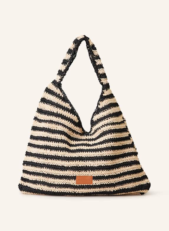 SEAFOLLY RAFFIA STRIPE beach bag CREAM/ BLACK