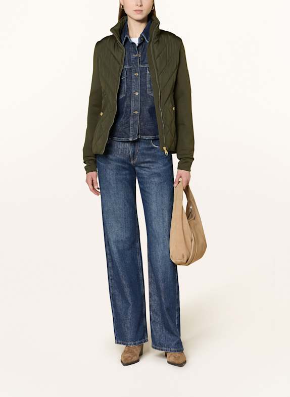 BARBOUR INTERNATIONAL Kurtka pikowana NATALIA z mieszanki materiałów CIEMNOZIELONY