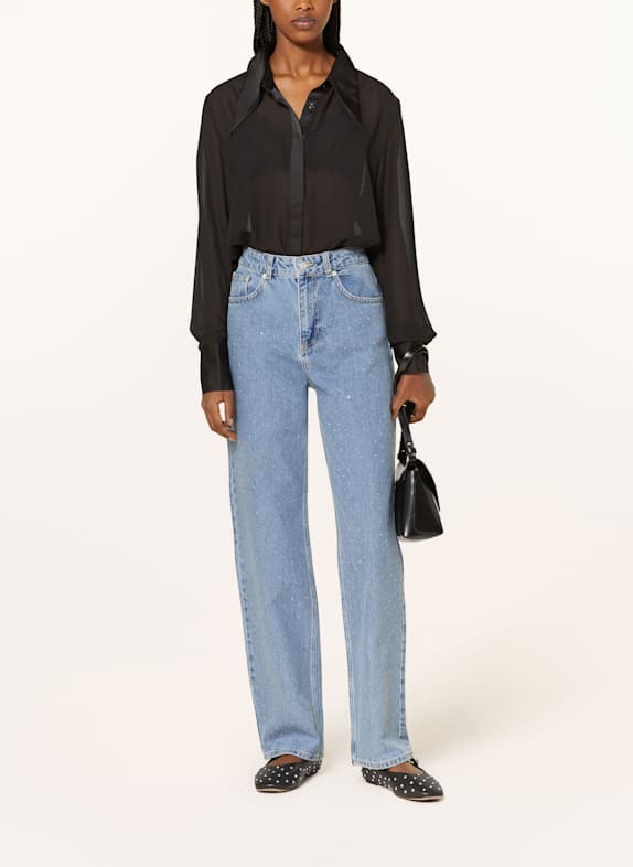 NEO NOIR SIMONA straight jeans with decorative gems 527 Stonewash