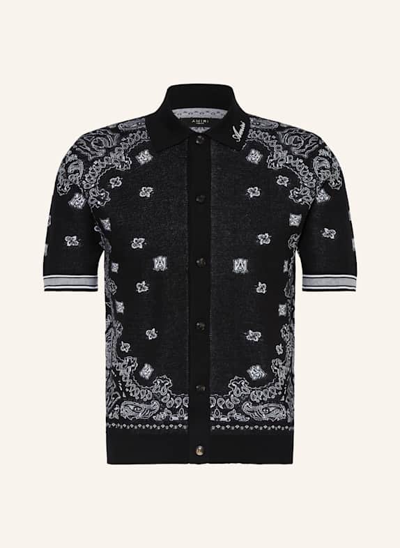 AMIRI Strickhemd Slim Fit SCHWARZ/ WEISS/ HELLGRAU