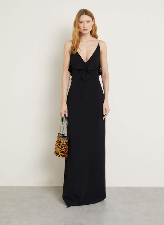 STELLA McCARTNEY Abendkleid mit Rüschen SCHWARZ