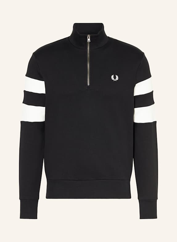 FRED PERRY Half-zip sweater in sweatshirt fabric BLACK