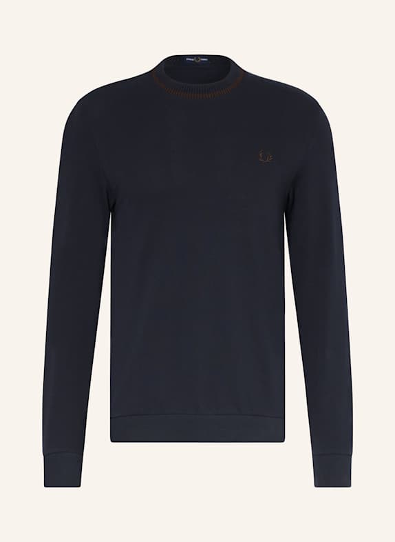 FRED PERRY Longsleeve aus Piqué DUNKELBLAU