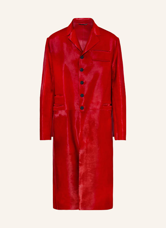 VERSACE Kožený kabát TMAVĚ ČERVENÁ