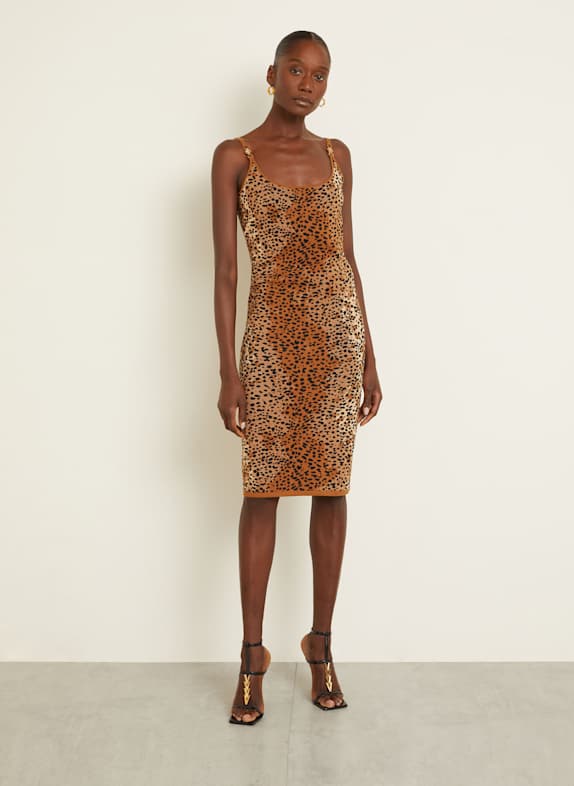 VERSACE Sukienka z dzianiny BRĄZOWY / CZARNY