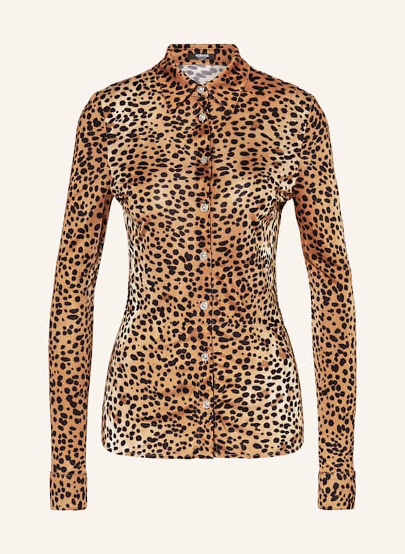 VERSACE Satin shirt blouse COGNAC/ BEIGE/ BLACK