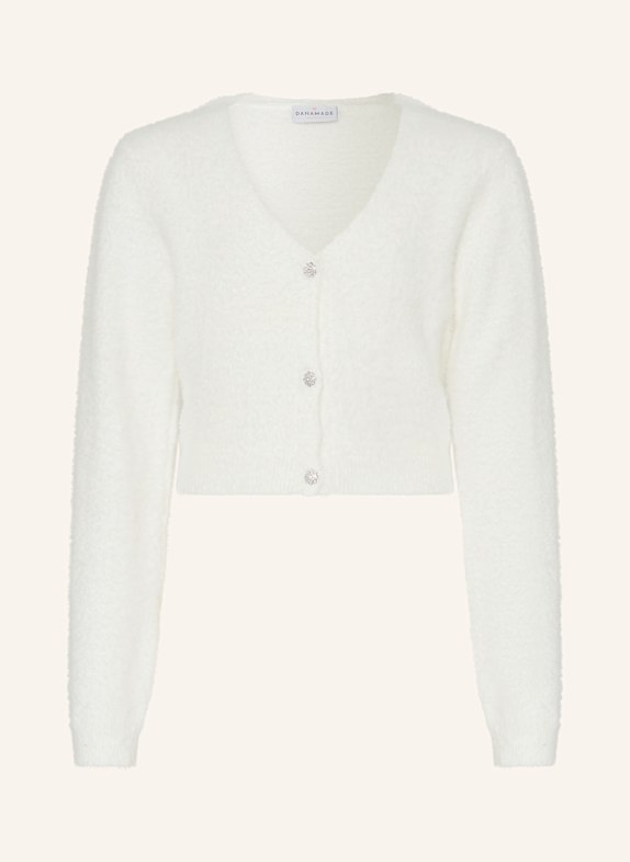 DANAMADE Cropped-Strickjacke mit Schmucksteinen ECRU