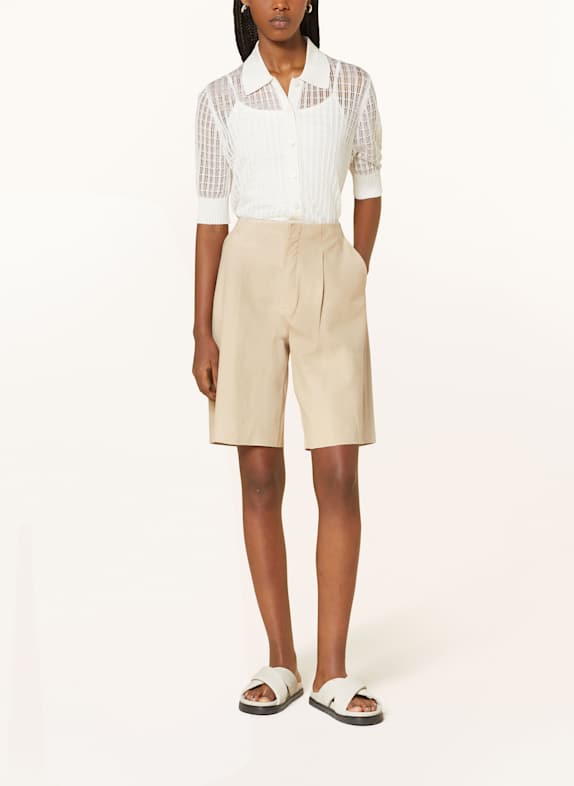 SELECTED Leren korte broek BEIGE