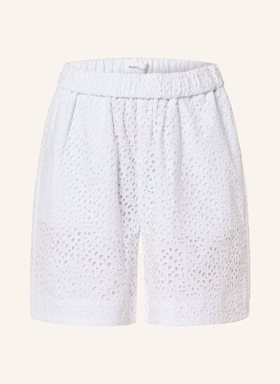 SELECTED Femme Shorts made of broderie anglaise WHITE