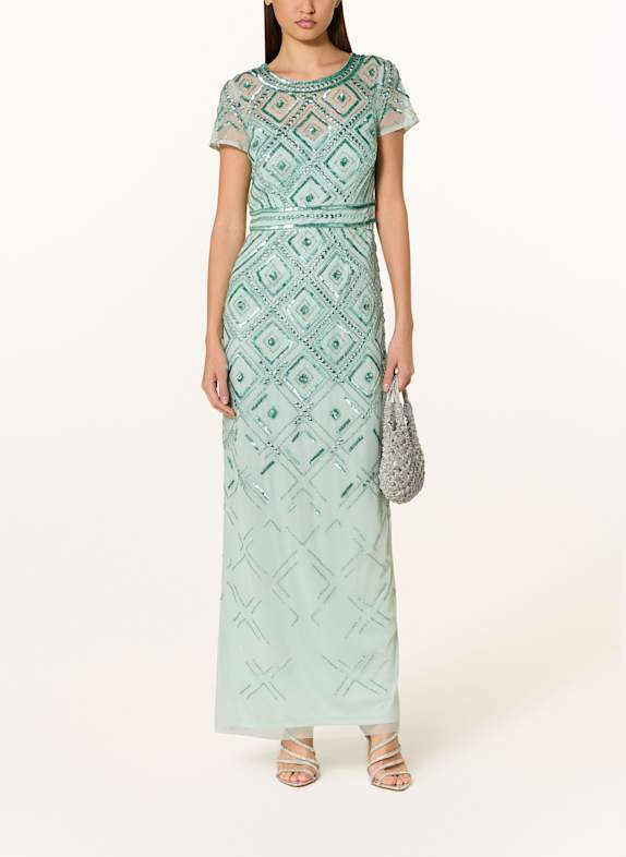 ADRIANNA PAPELL Abendkleid mit Schmucksteinen TÜRKIS