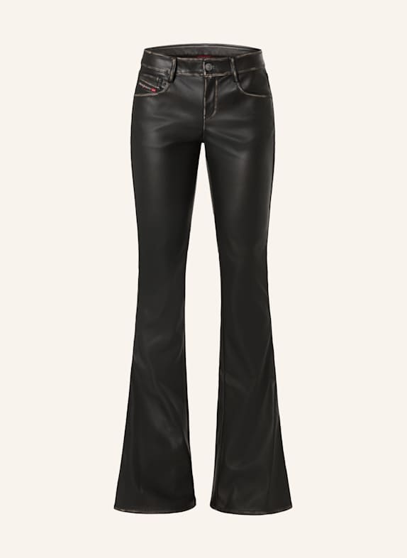DIESEL Bootcut-Hose STELLAR in Lederoptik SCHWARZ