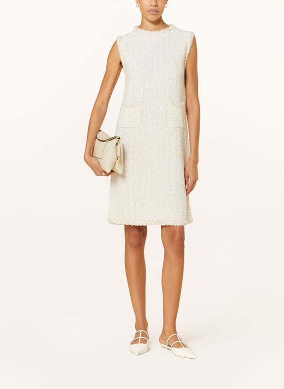 FABIANA FILIPPI Tweed dress with glitter thread and sequins ECRU/ LIGHT YELLOW
