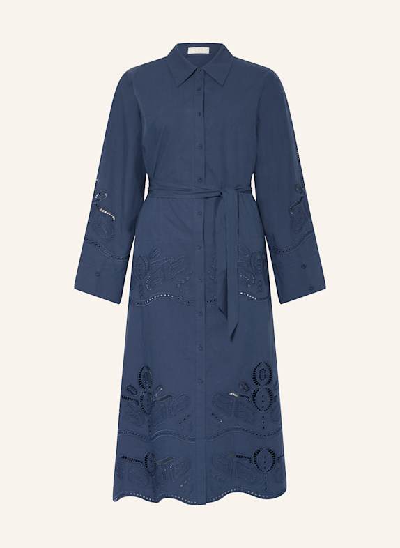 IVI collection Hemdblusenkleid mit Lochspitze DUNKELBLAU