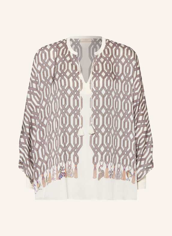 IVI collection Blusenshirt aus Seide ECRU/ HELLLILA/ HELLORANGE