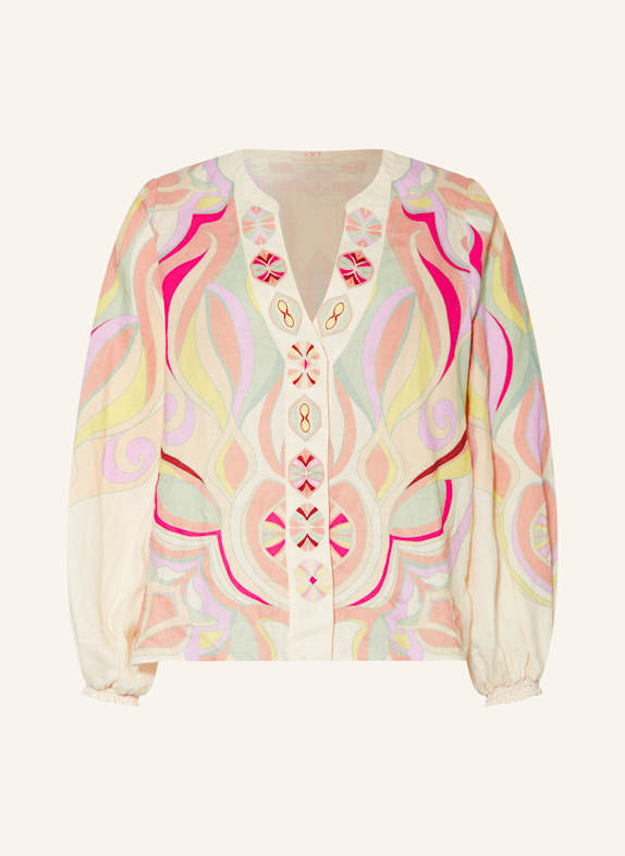 IVI collection Blusenhirt aus Leinen CREME/ GELB/ FUCHSIA