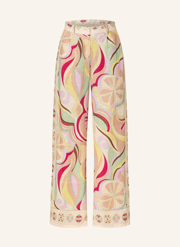 IVI collection Marlenehose aus Leinen CREME/ FUCHSIA/ HELLORANGE