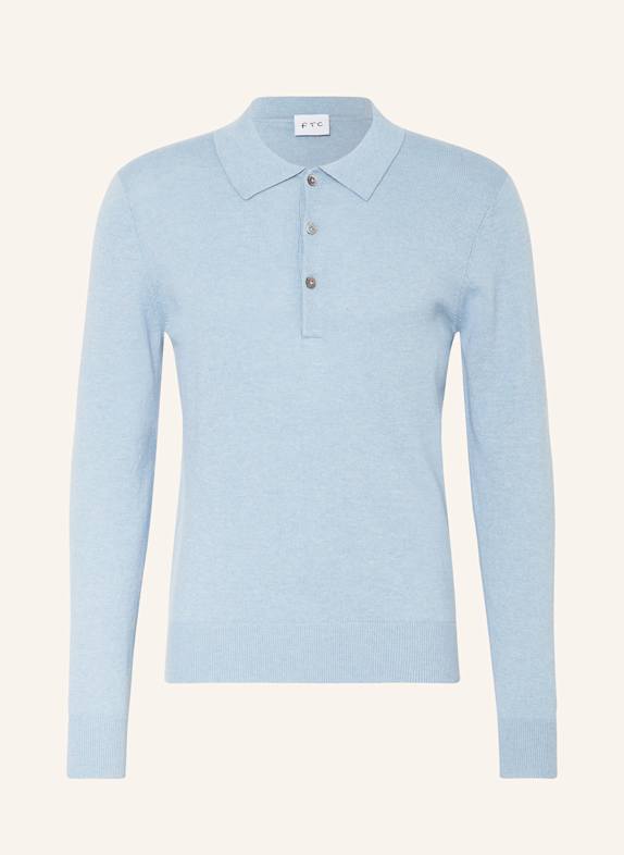 FTC CASHMERE Strick-Poloshirt HELLBLAU