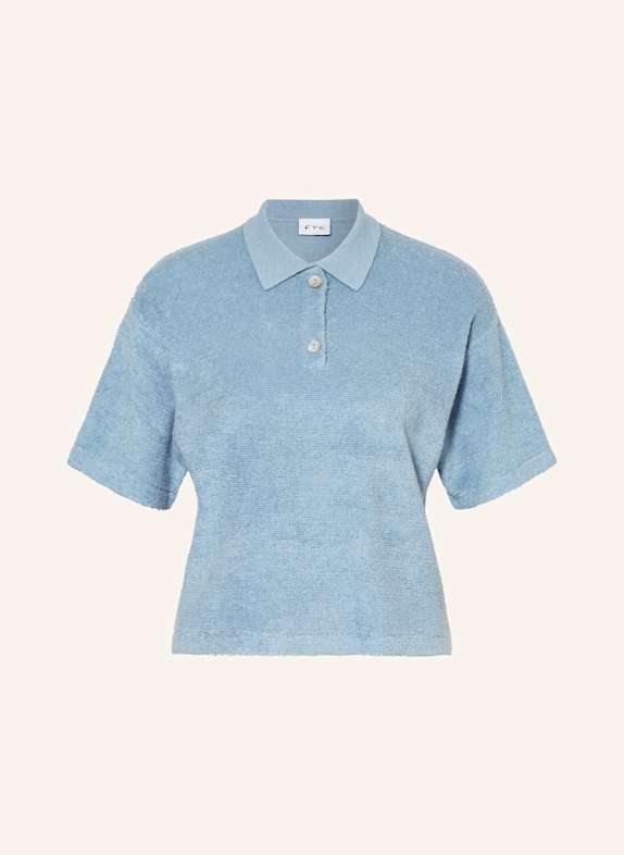FTC CASHMERE Frottee-Poloshirt HELLBLAU