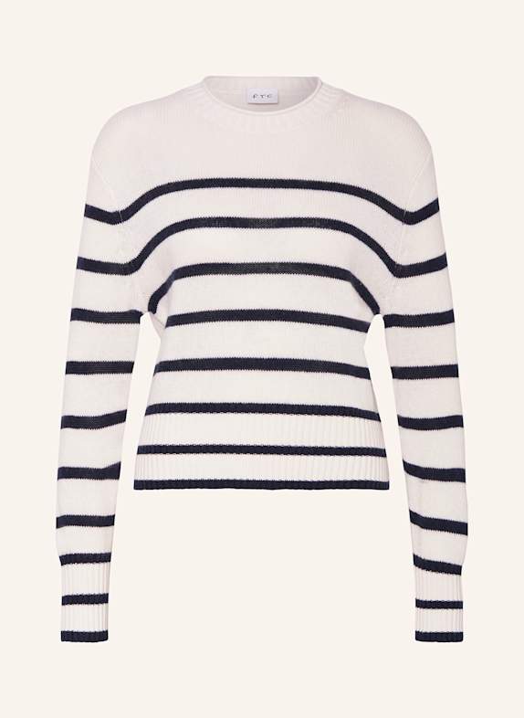 FTC CASHMERE Pullover mit Cashmere WEISS/ DUNKELBLAU