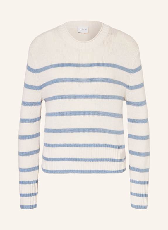 FTC CASHMERE Pullover mit Cashmere WEISS/ HELLBLAU