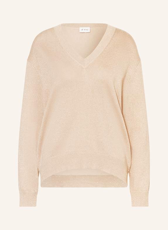 FTC CASHMERE Pullover mit Glitzergarn HELLBRAUN