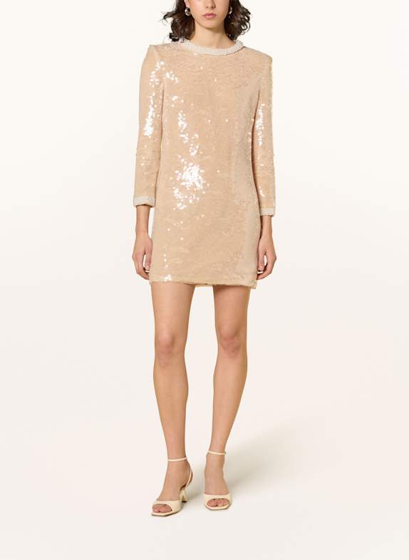 self-portrait Kleid mit Pailletten BEIGE