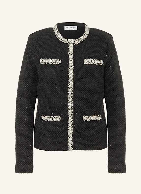 self-portrait Boxy jacket with decorative gems BLACK
