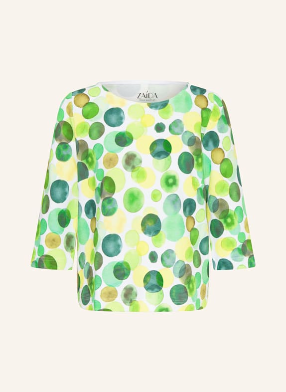 ZAÍDA Shirt mit 3/4-Arm WEISS/ HELLGRÜN/ GELB