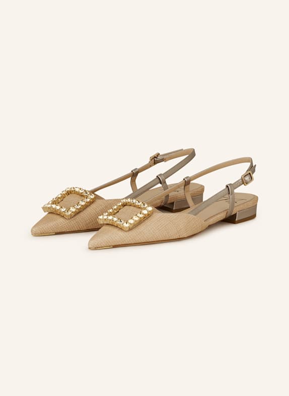 FESTA Slingballerinas LAVANDA mit Schmucksteinen CAMEL