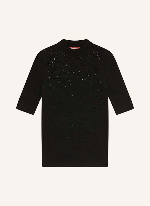 Max Mara STUDIO Strickshirt SPIGOLA mit Seide und Schmucksteinen SCHWARZ