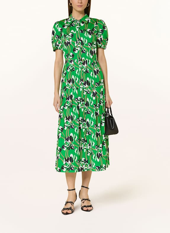 DIANE VON FURSTENBERG Hemdblusenkleid JONAH GRÜN/ WEISS/ SCHWARZ