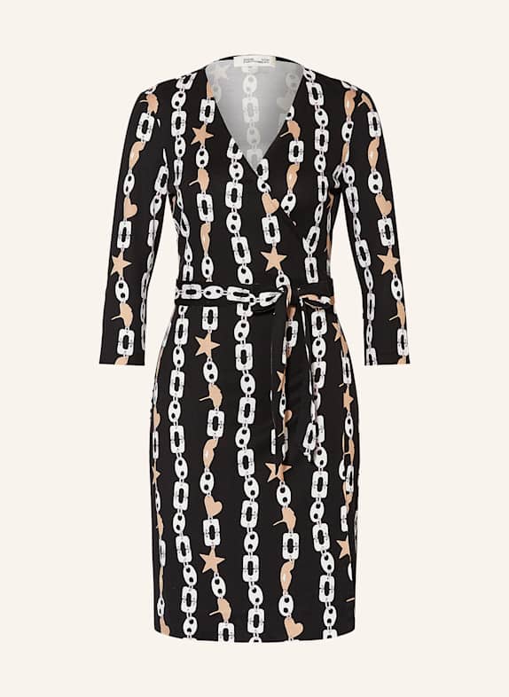 DIANE VON FURSTENBERG Wickelkleid NEW JULIAN aus Seide SCHWARZ/ WEISS/ BEIGE